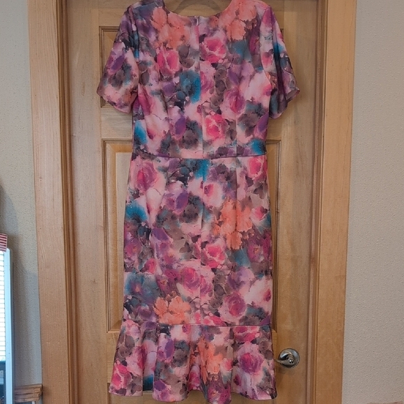 London Times Floral Midi Dress - Pink and Orange - Picture 3 of 10